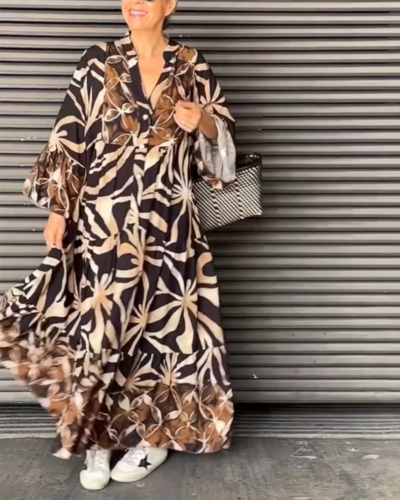 Loose-fitting printed vacation dress