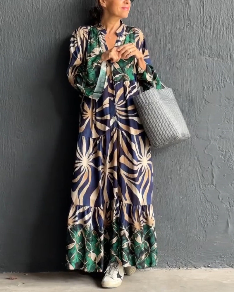 Loose-fitting printed vacation dress
