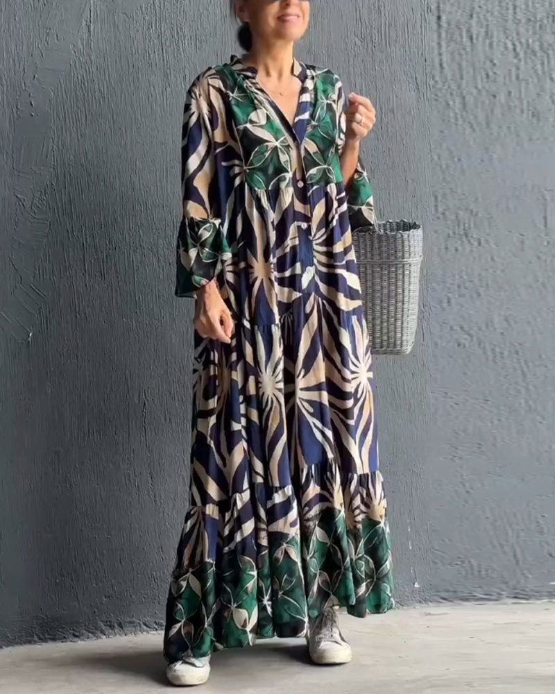 Loose-fitting printed vacation dress