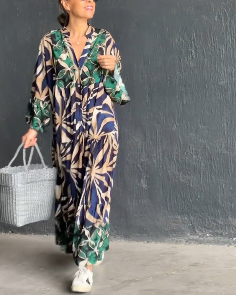 Loose-fitting printed vacation dress
