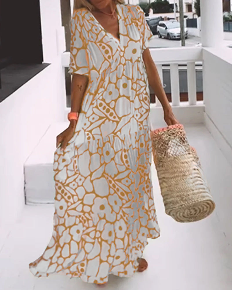 Harper - Loose-fitting printed V-neck dress