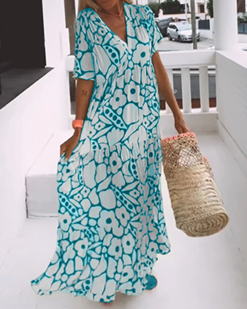Harper - Loose-fitting printed V-neck dress