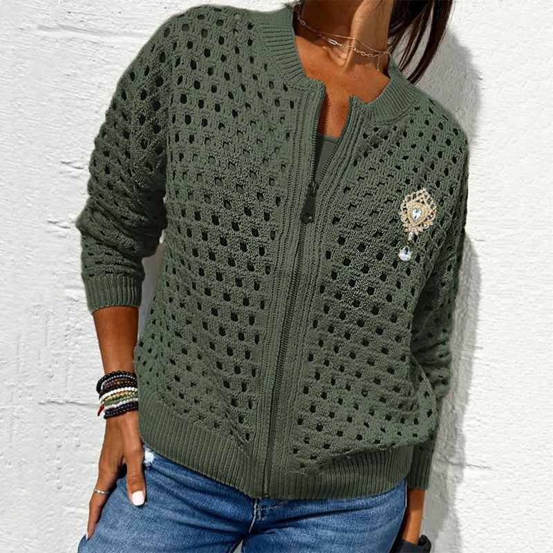 Oakley Casual Hollow-Knit Cardigan with Zip