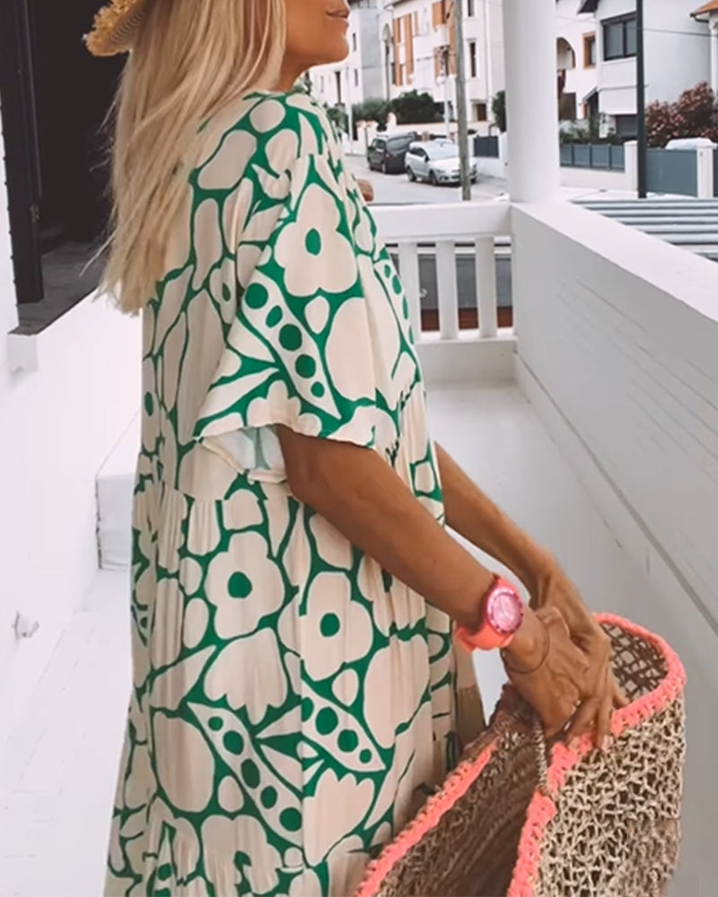 Harper - Loose-fitting printed V-neck dress
