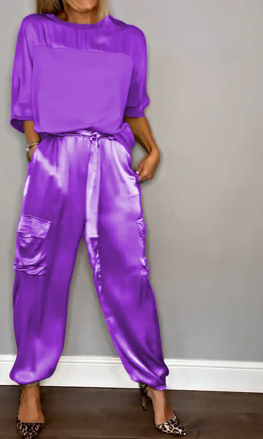 Jette - Satin half-sleeve suit