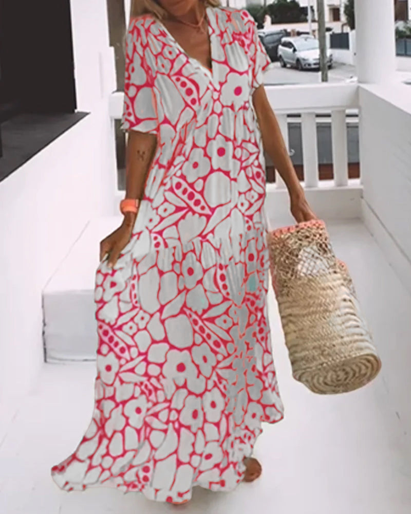 Harper - Loose-fitting printed V-neck dress