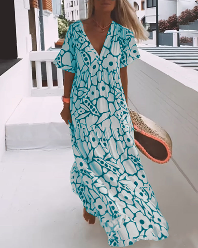 Harper - Loose-fitting printed V-neck dress