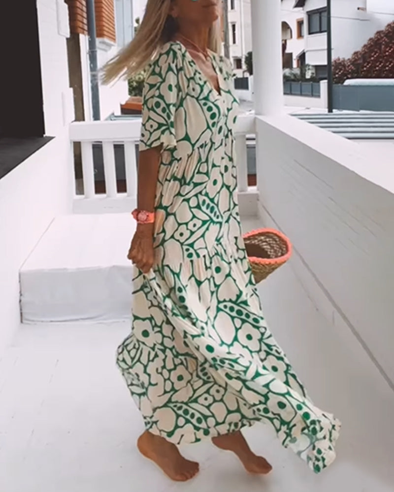 Harper - Loose-fitting printed V-neck dress