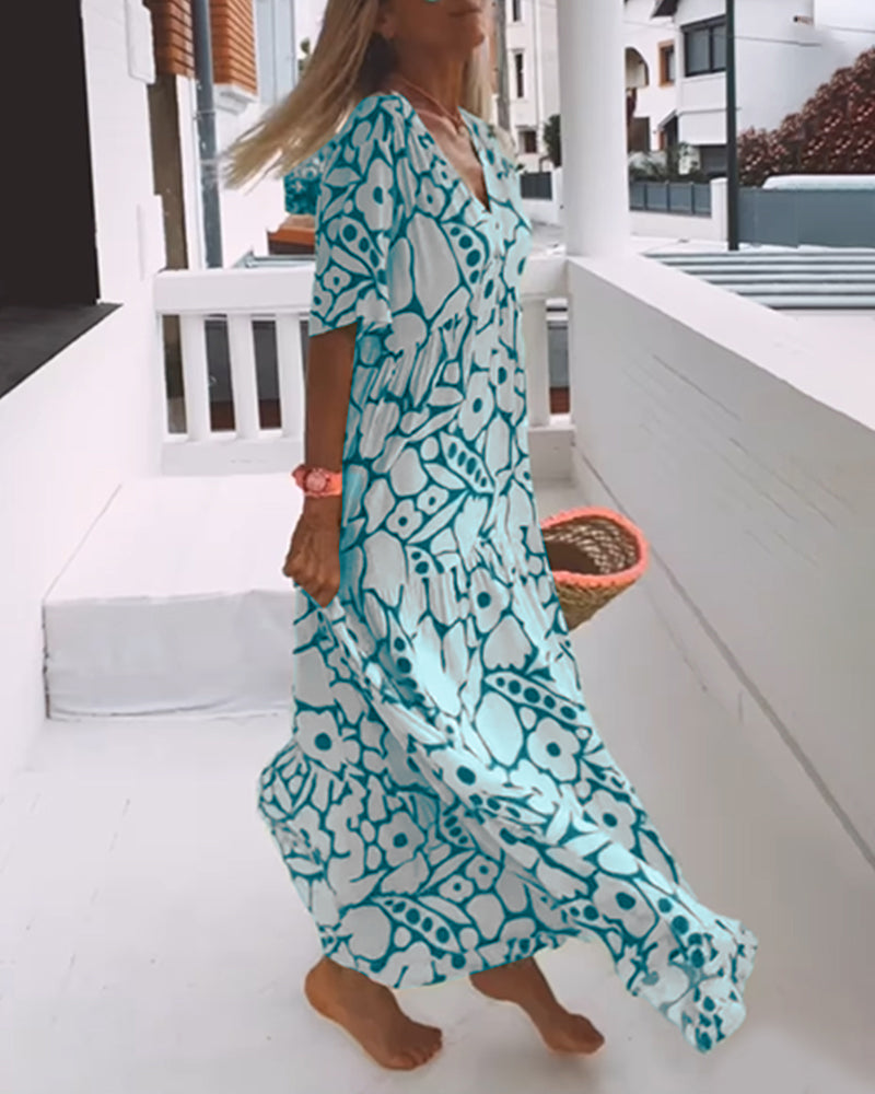 Harper - Loose-fitting printed V-neck dress