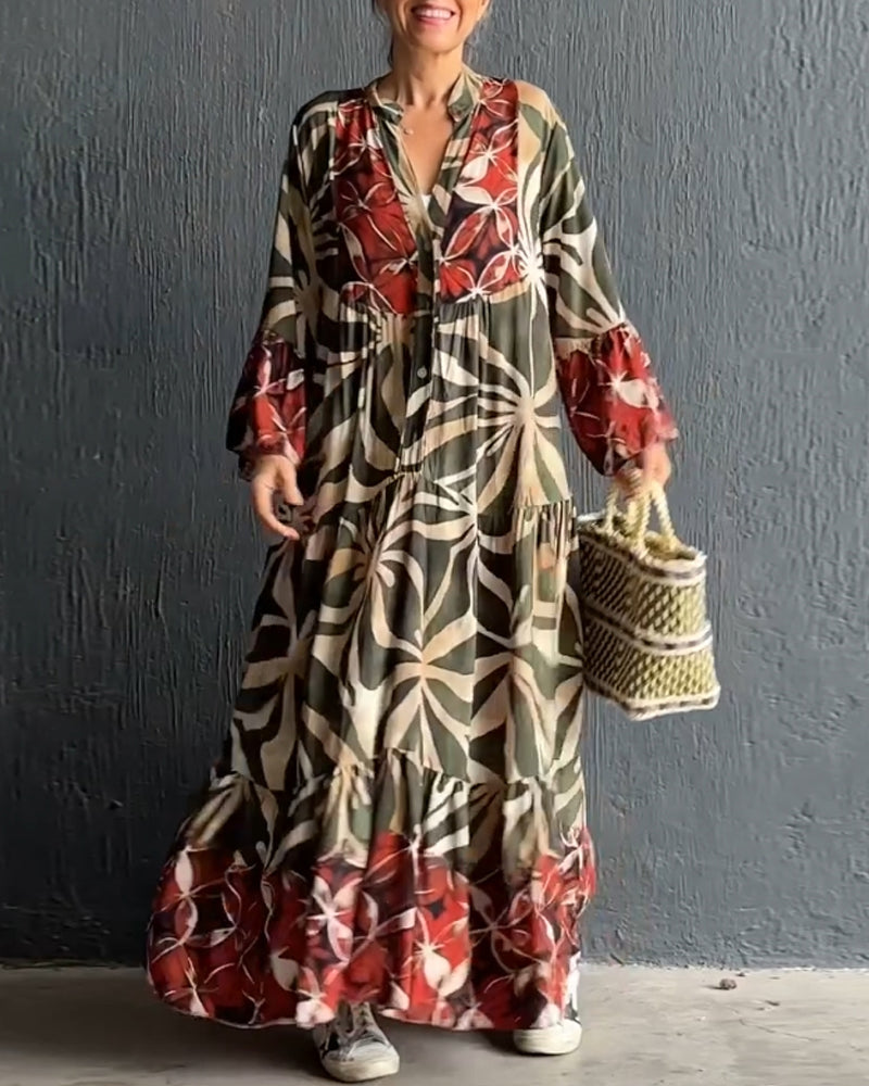 Loose-fitting printed vacation dress