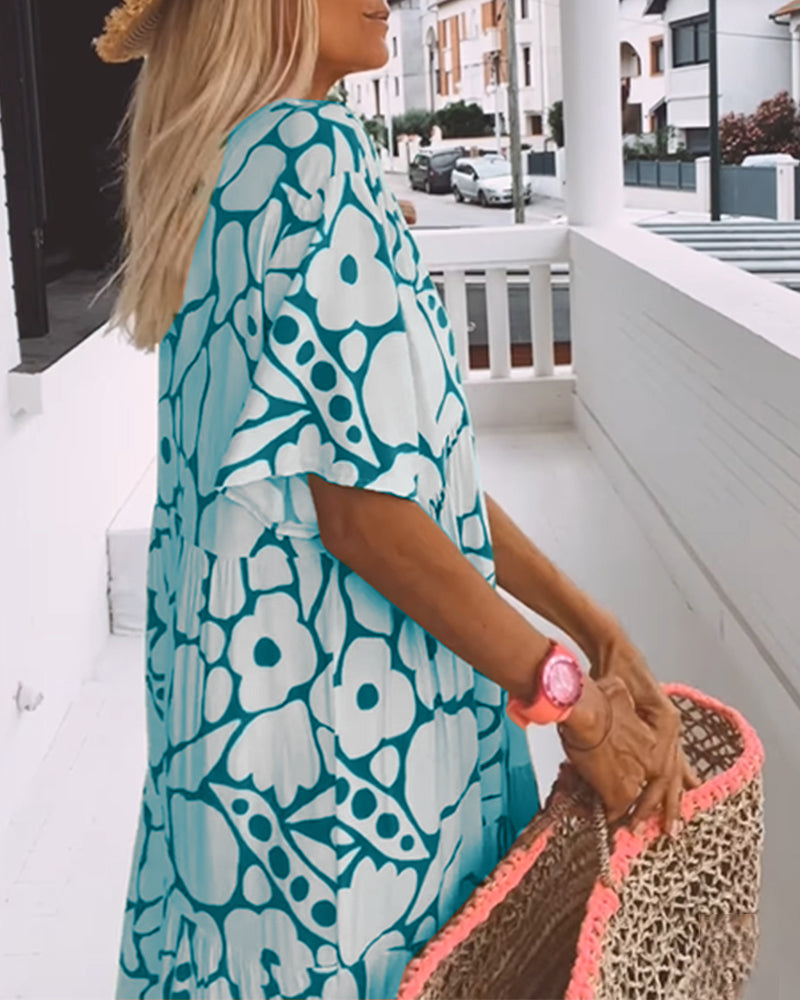 Harper - Loose-fitting printed V-neck dress
