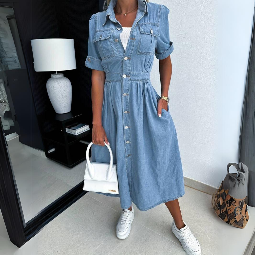 Sienna™ - Chic denim midi dress