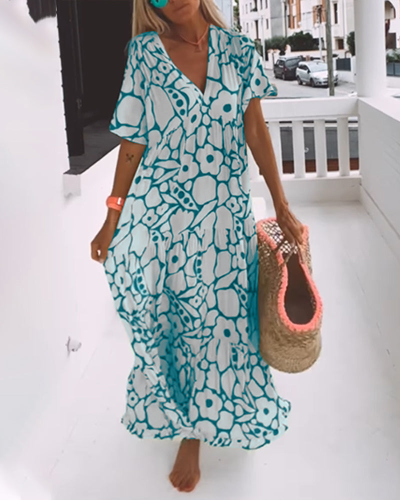 Harper - Loose-fitting printed V-neck dress