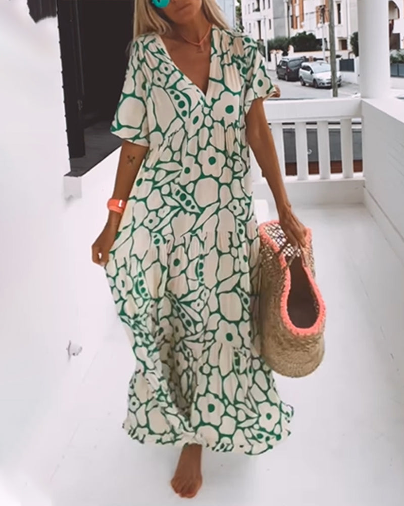 Harper - Loose-fitting printed V-neck dress