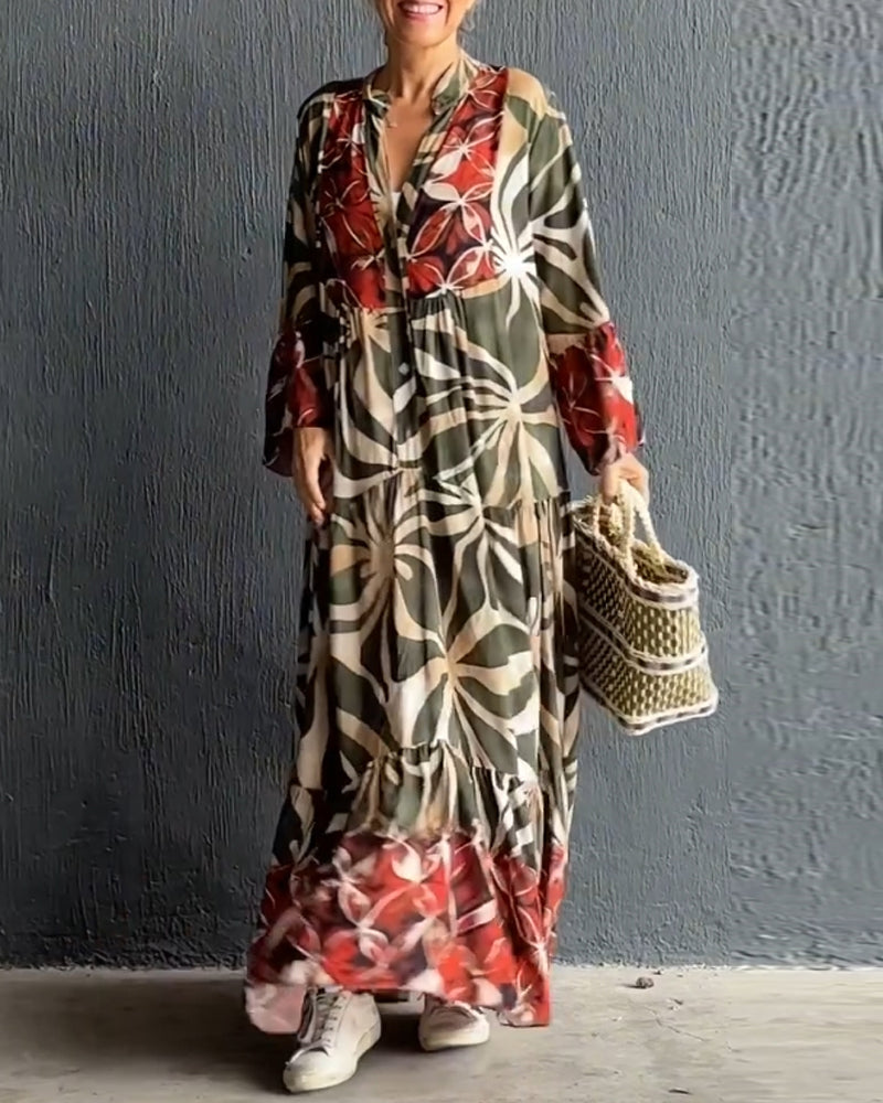 Loose-fitting printed vacation dress