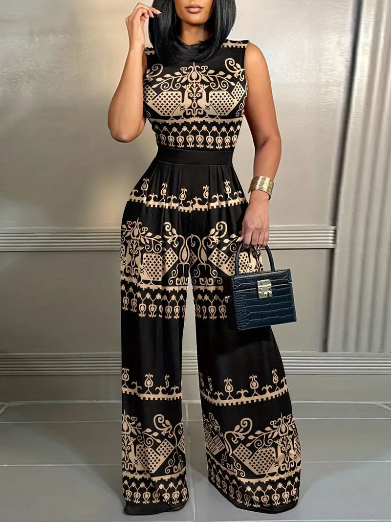 Floral Print Wide Leg Jumpsuit