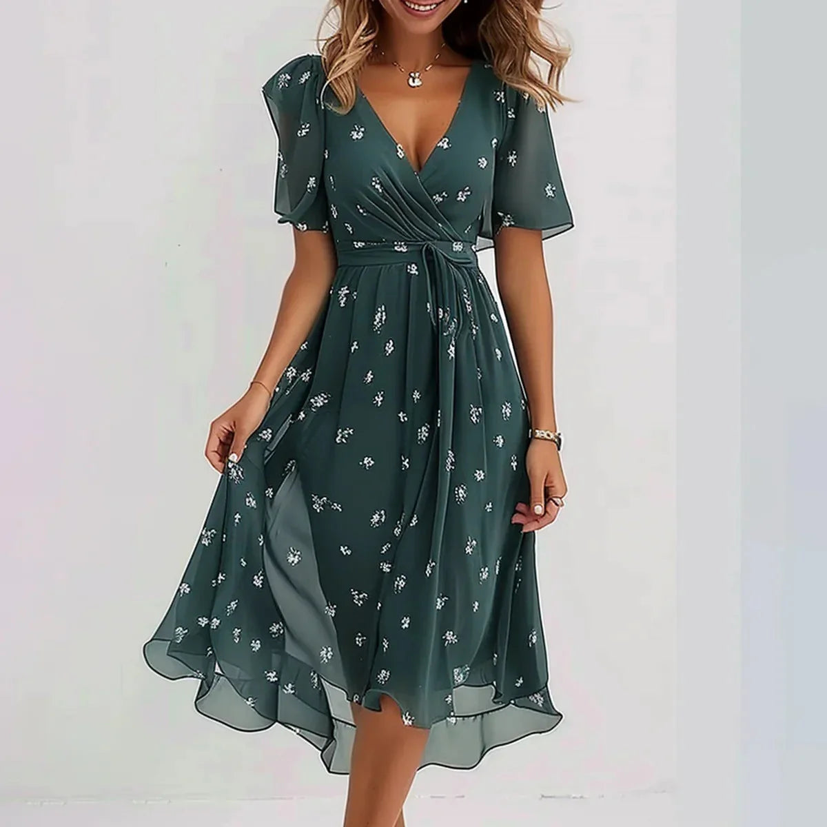 GRACE - Elegant dress with short sleeves