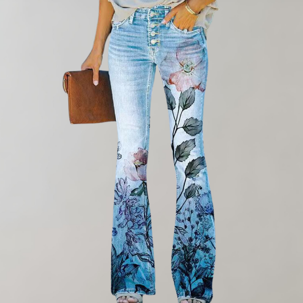 Frida - Super nice flared pants with button placket