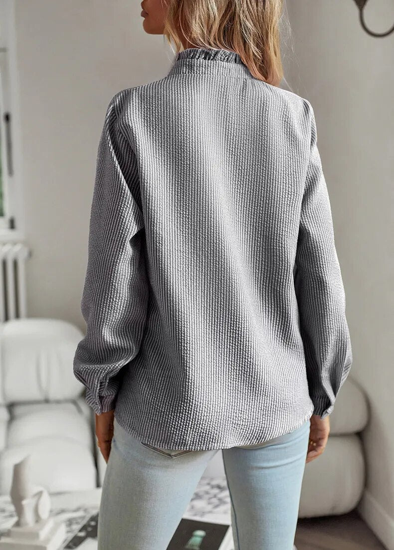 Lisbeth™ | Cuff Collar Designed Elegant Long Sleeve Blouse
