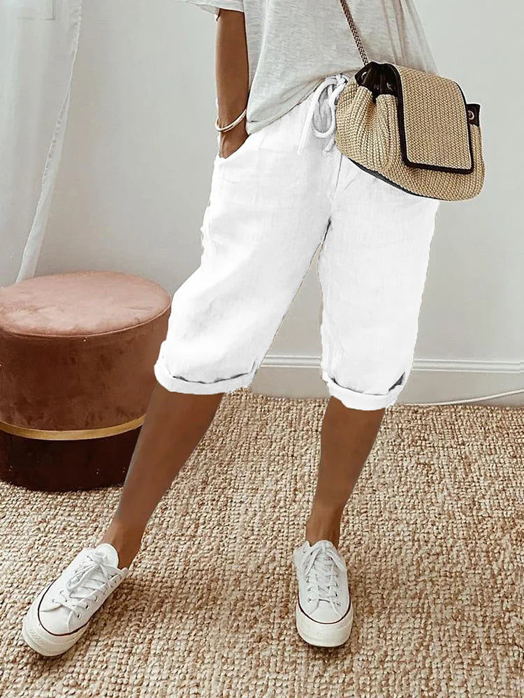 Rosa™ - Cotton linen ladies shorts