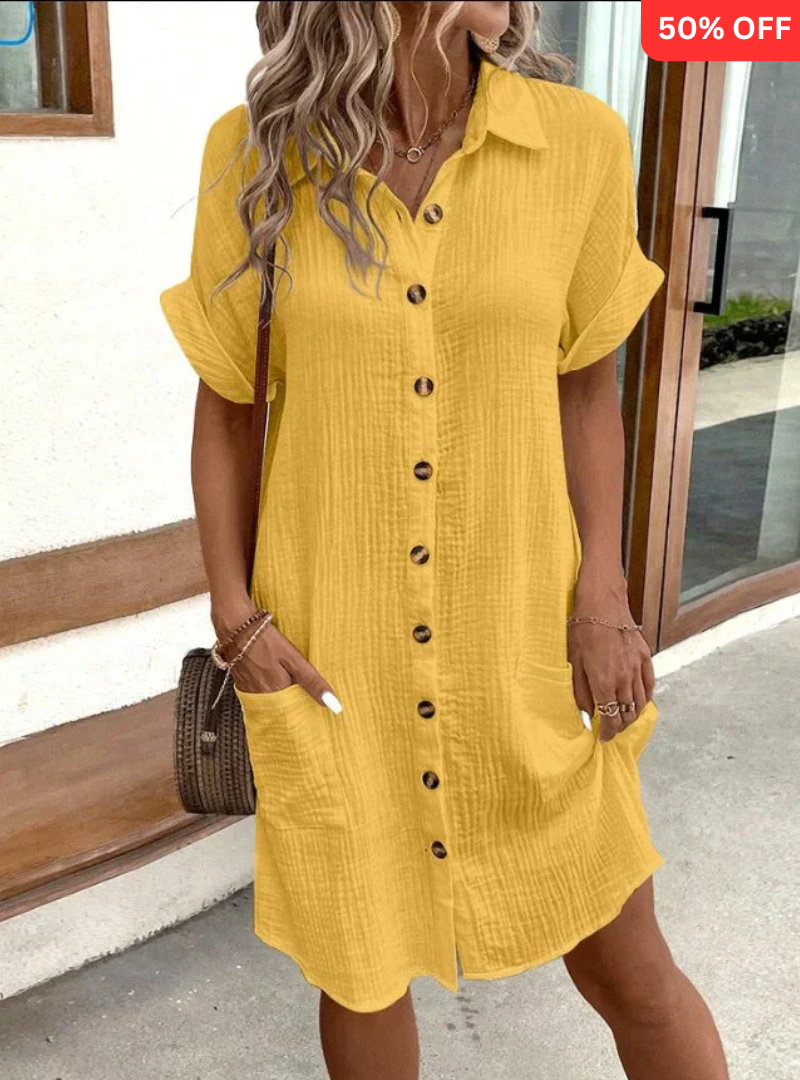 Andrea | Oversized Polo Dress in woven fabric