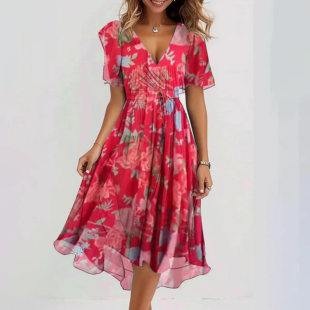 GRACE - Elegant dress with short sleeves