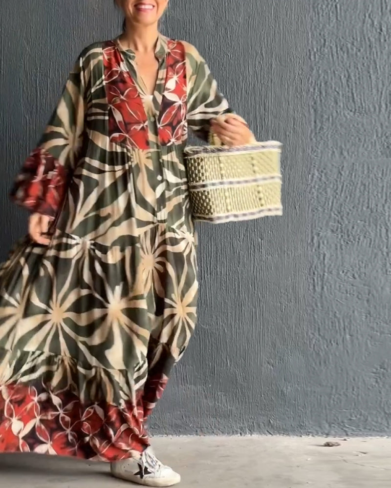 Loose-fitting printed vacation dress