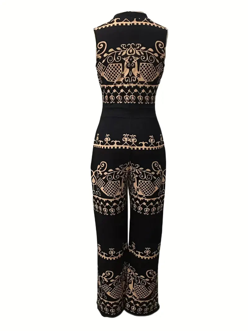 Floral Print Wide Leg Jumpsuit