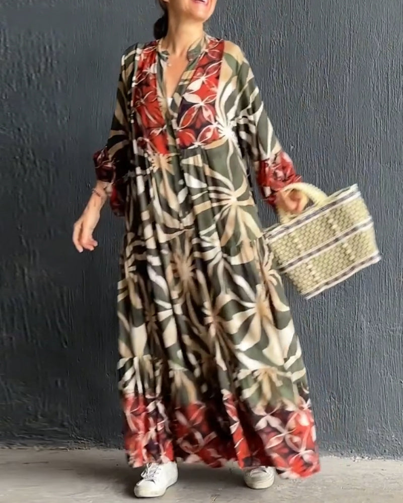 Loose-fitting printed vacation dress