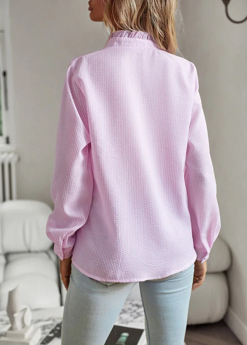 Lisbeth™ | Cuff Collar Designed Elegant Long Sleeve Blouse