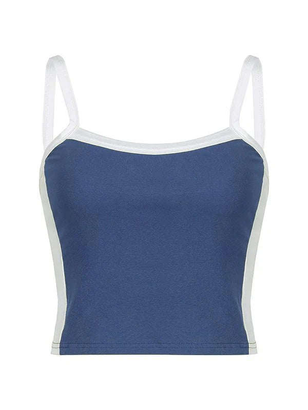 Vintage crop cami top with contrast stripes