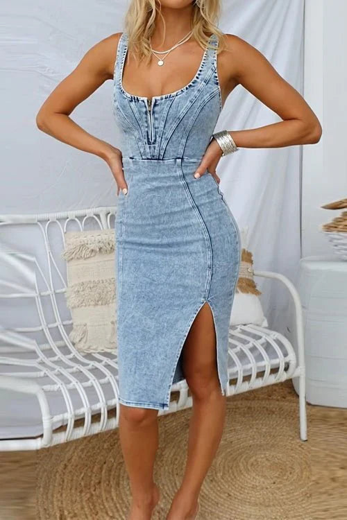 Tessa™ | Denim dress with adjustable straps
