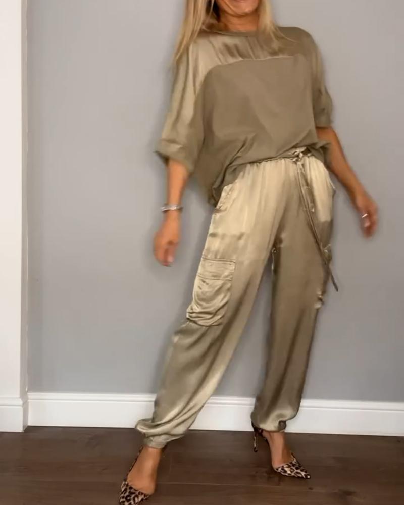 Jette - Satin half-sleeve suit