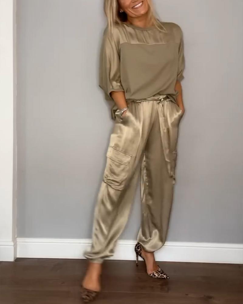 Jette - Satin half-sleeve suit