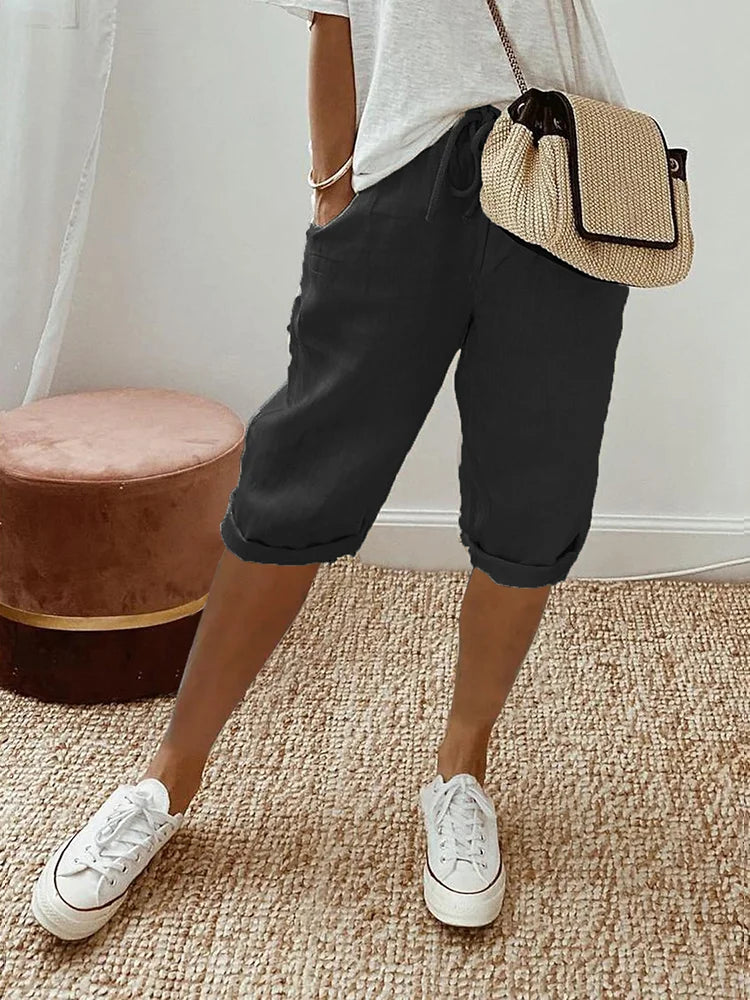 Rosa™ - Cotton linen ladies shorts
