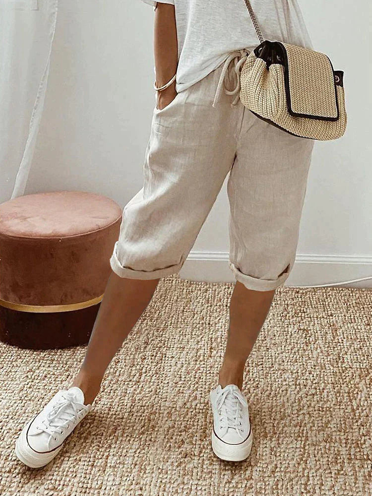 Rosa™ - Cotton linen ladies shorts