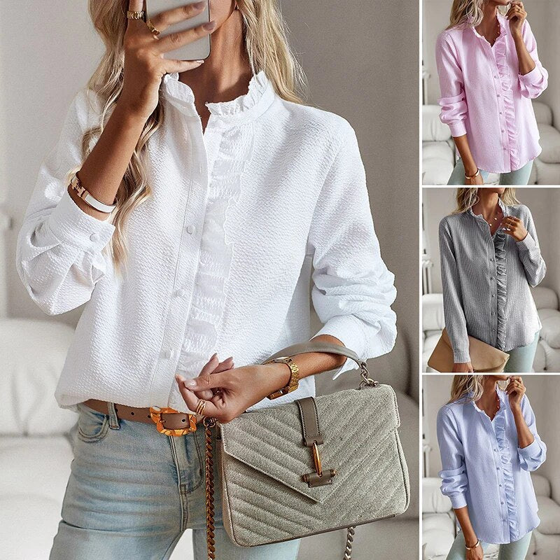 Lisbeth™ | Cuff Collar Designed Elegant Long Sleeve Blouse