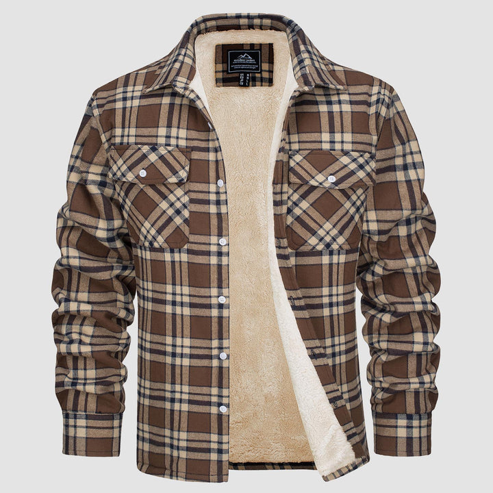 RUBEN™ Men's Sherpa shirt fleece-lined flannel jacket