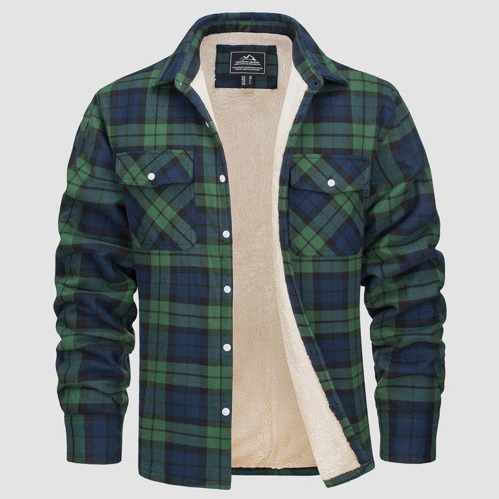 RUBEN™ Men's Sherpa shirt fleece-lined flannel jacket
