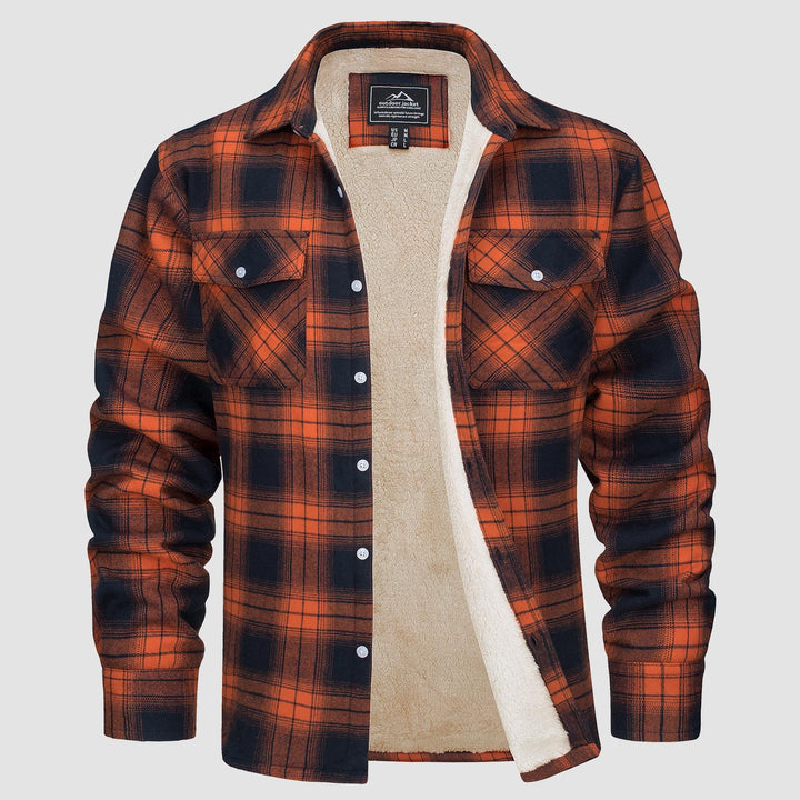 RUBEN™ Men's Sherpa shirt fleece-lined flannel jacket