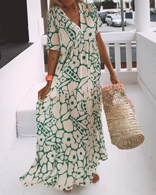 Harper - Loose-fitting printed V-neck dress