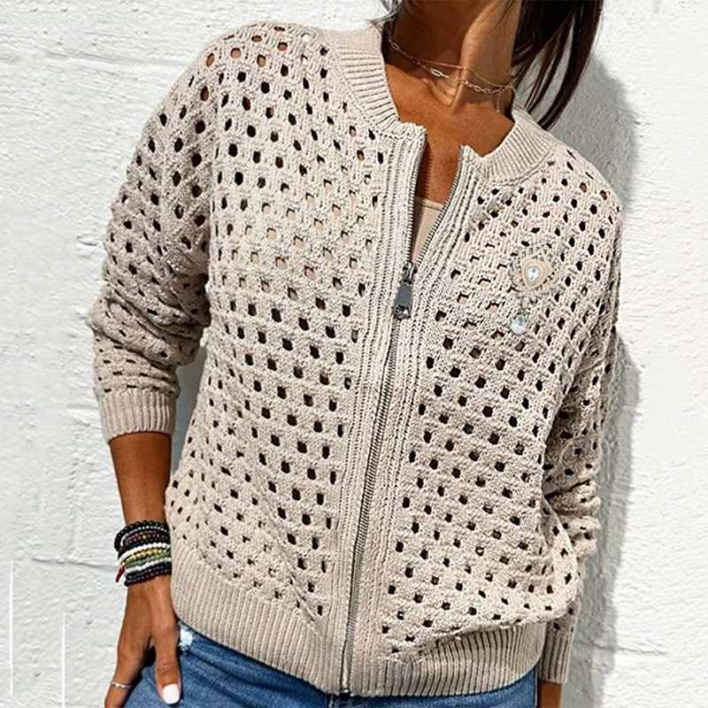 Oakley Casual Hollow-Knit Cardigan with Zip