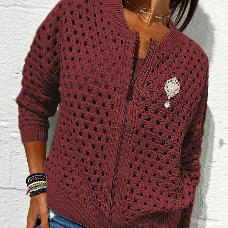 Oakley Casual Hollow-Knit Cardigan with Zip