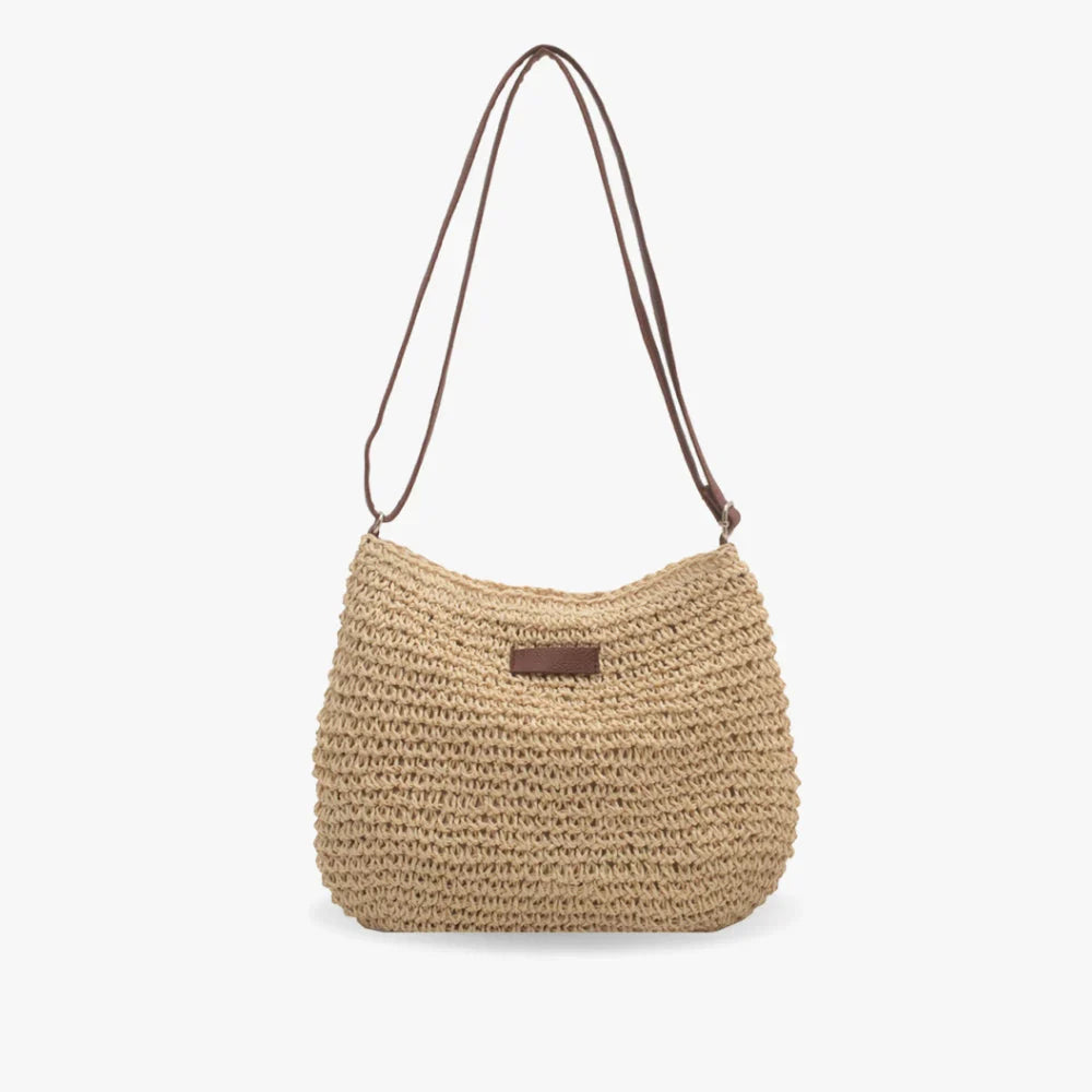 Lajah™ - Woven Shoulder Strap Bag With Zipper For Summer