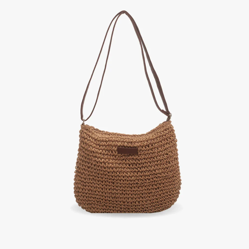 Lajah™ - Woven Shoulder Strap Bag With Zipper For Summer