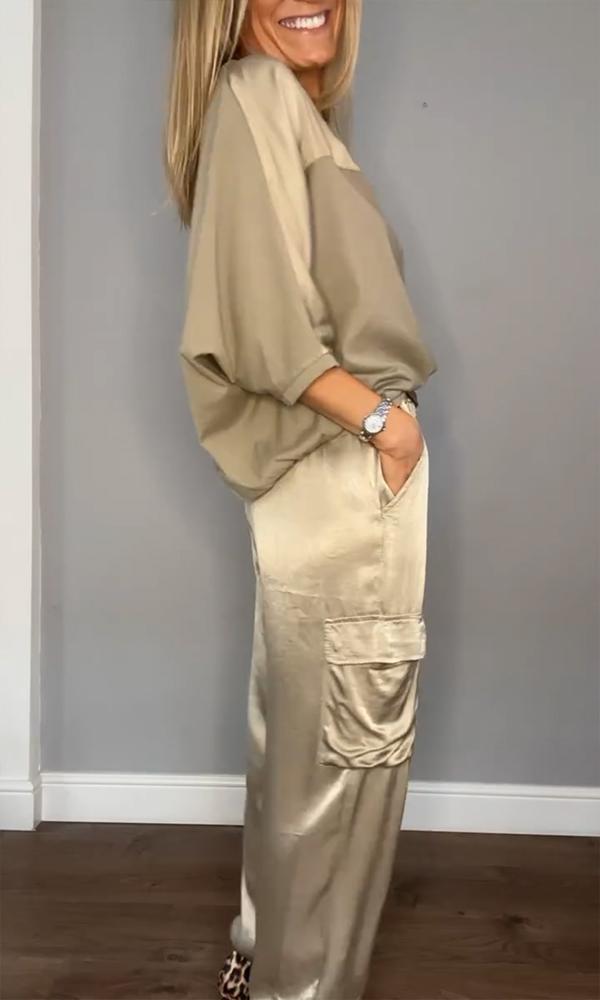 Jette - Satin half-sleeve suit