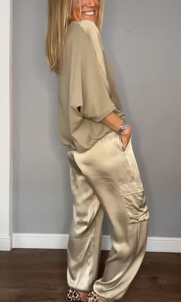Jette - Satin half-sleeve suit